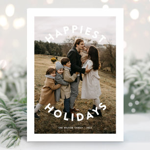 Fun Modern Simple Circle Type Three Photo Holiday Postcard