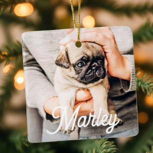 Fun Modern Simple Custom Pet Photo Keepsake Ceramic Ornament
