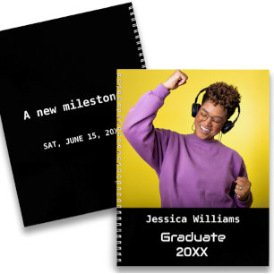 Fun & Modern Simple Graduation Party Guest Notebook