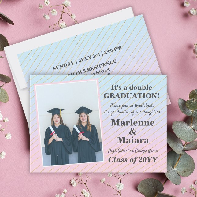 Fun Modern Twins Graduation Invitation (Fun Modern Twins Graduation Invitation
)