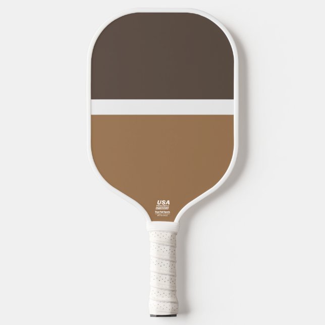 Fun Modern Two Tone Brown Banded Colour Block Pickleball Paddle (Front)
