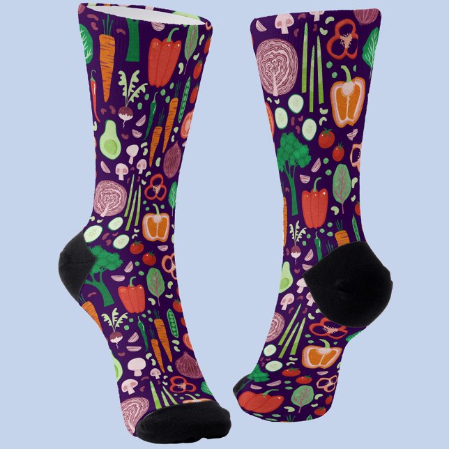 Fun Modern Vegetable Pattern Socks (Fun modern colorful healty vegetable pattern socks for foodies, cooks and chefs.)
