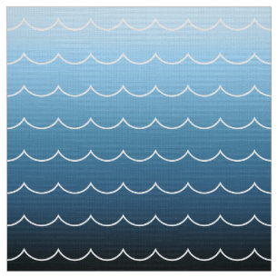 Fun Modern Wave Pattern Blue Gradient Fabric