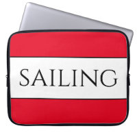 Fun Modern White Bold Red Trim SAILING Stripes