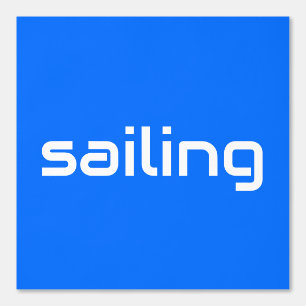 Fun Modern White Sleek SAILING Text On Bright Blue Wallpaper