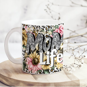 Fun Mom Life Floral Animal Print Coffee Mug