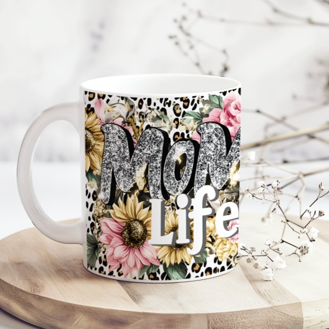 Fun Mom Life Floral Animal Print Coffee Mug (Creator Uploaded)