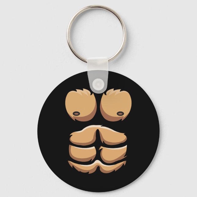 Fun Monkey Gorilla Chest Costume Halloween  Key Ring (Front)