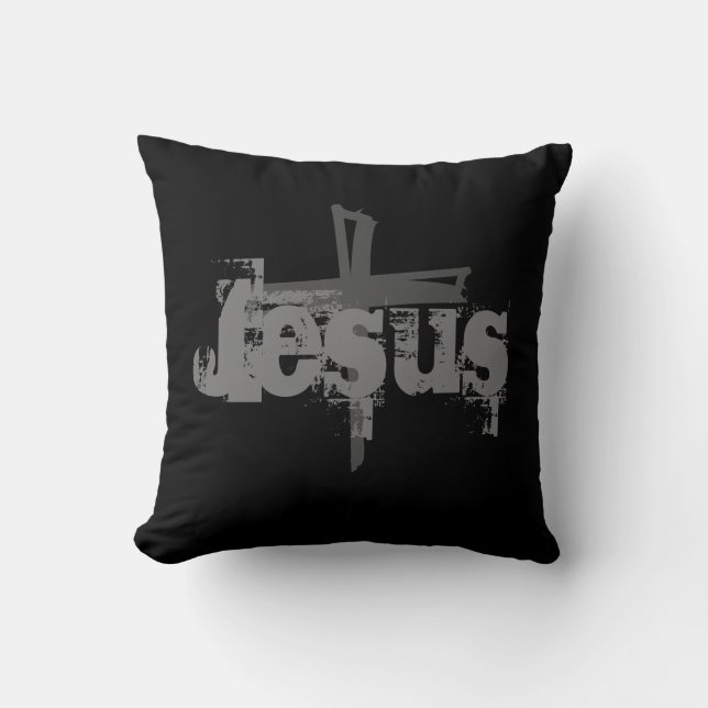 fun monochromatic JESUS CROSS | Cushion (Front)