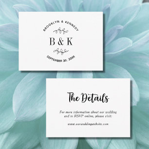 Fun Monogram Floral Botanical Wedding Couple Name Enclosure Card