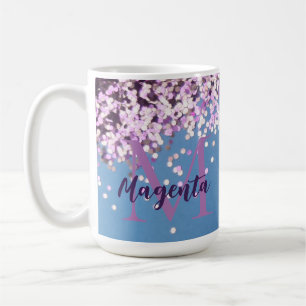 Fun Monogram Lavender Confetti on Blue Coffee Mug