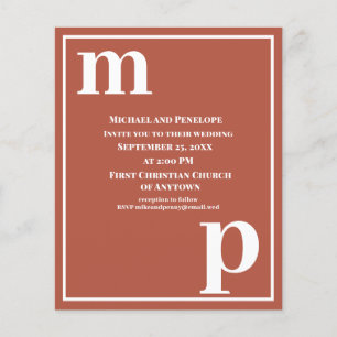 Fun Monogram Terracotta Budget Wedding Invitation  Flyer