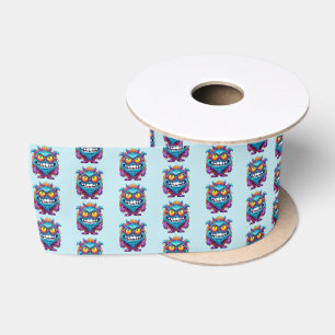 Fun Monster tiled party unisex  Satin Ribbon
