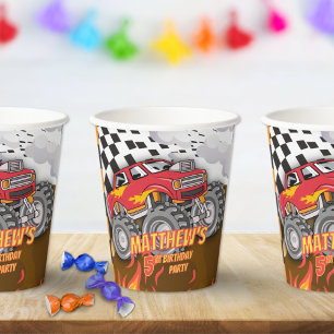 Fun Monster Truck Birthday Paper Cups