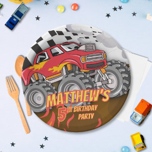 Fun Monster Truck Birthday Paper Plate