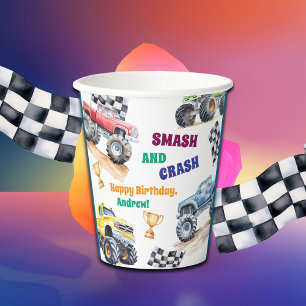 Fun Monster Trucks Birthday Party Paper Cups