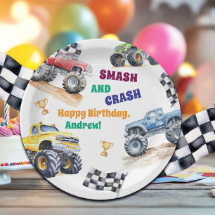 Fun Monster Trucks Birthday Party  Paper Plate