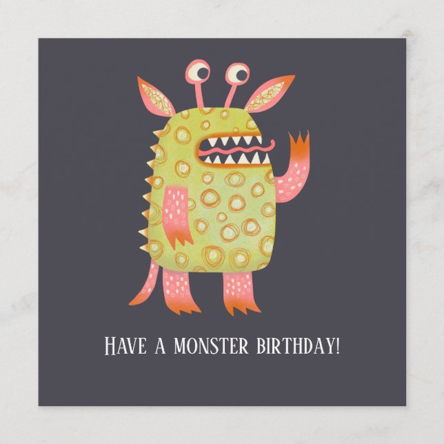 Fun Monsters Birthday Card (Front)