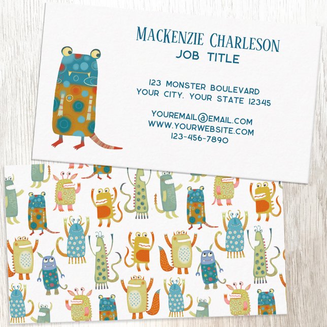 Fun Monsters Business Card (Fun monsters custom text business cards)