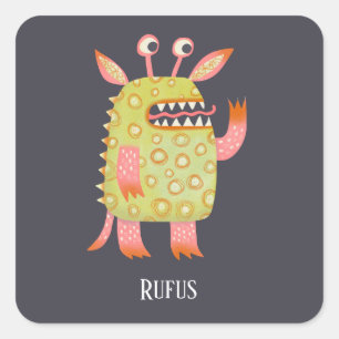 Fun Monsters Personalised Square Sticker