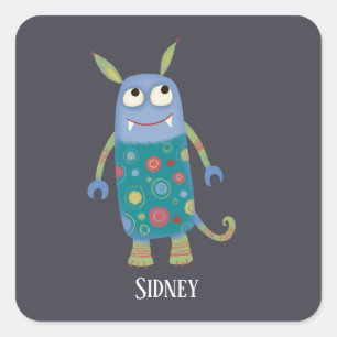 Fun Monsters Personalised Square Sticker