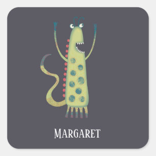 Fun Monsters Personalised Square Sticker
