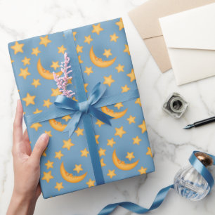 Fun moon and stars wrapping paper