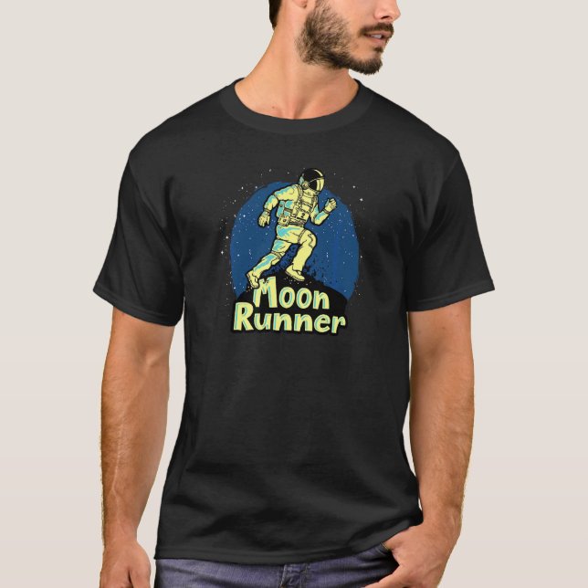 Fun Moon Runner  Astronaut Workout Graphic T-Shirt (Front)
