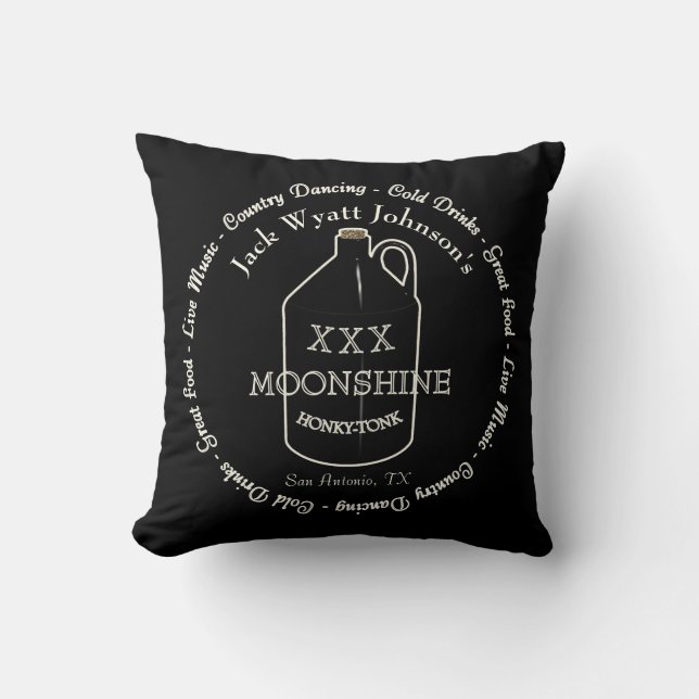 Fun Moonshine Honky-tonk Bar Throw Pillows (Front)