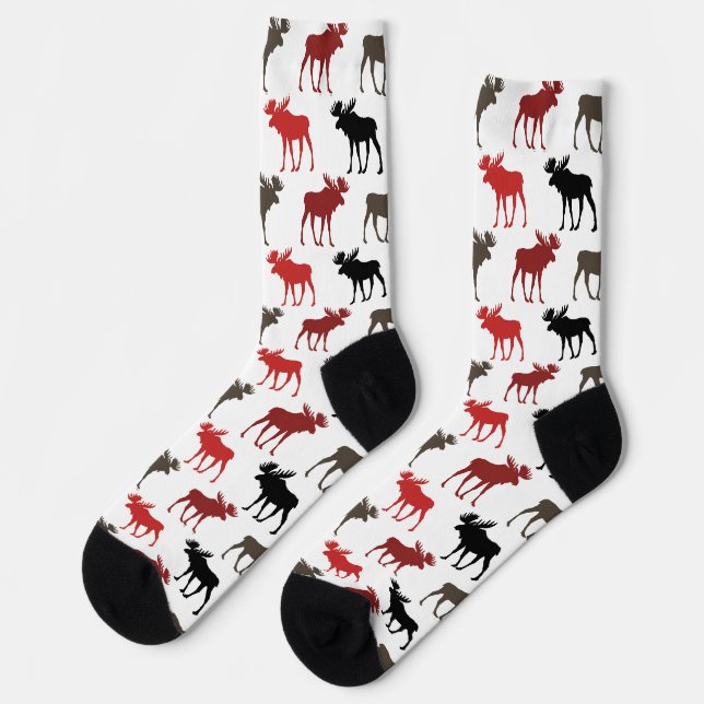Fun Moose on the Loose Pattern Socks (Left)