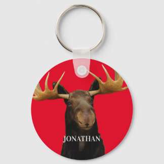 Fun Moose Red Name Wildlife Key Ring