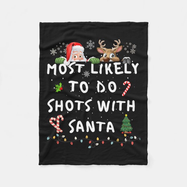 Fun Most Likely To Funny Story Christmas Pyjamas F Fleece Blanket (Front)