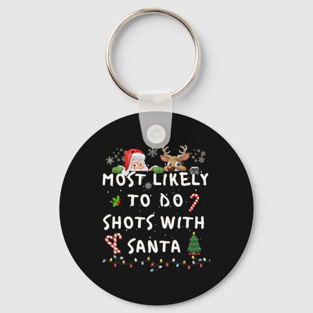 Fun Most Likely To Funny Story Christmas Pyjamas F Key Ring (Front)