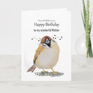 Fun Mother Mum Happy Birthday Sparrow Bird Card