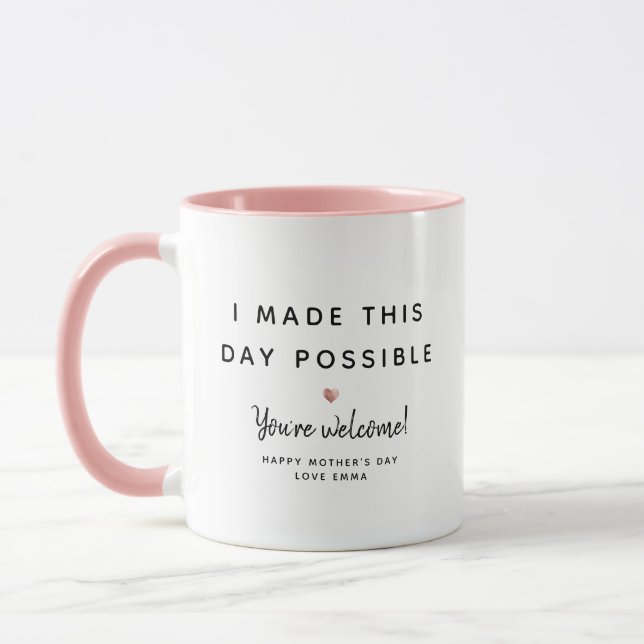 Fun Mother's Day Photo Humour Rose Gold Heart Mug (Left)
