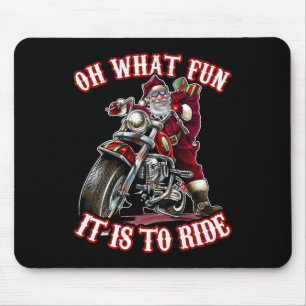 Fun Motorcycle Biker Grandpa Santa Rider Christmas Mouse Pad