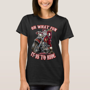Fun Motorcycle Biker Grandpa Santa Rider Christmas T-Shirt