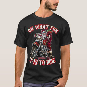Fun Motorcycle Biker Grandpa Santa Rider Christmas T-Shirt