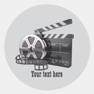 Fun movie lovers add text classic round sticker
