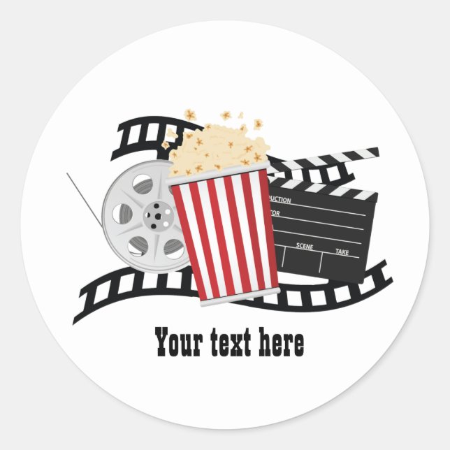 Fun movie lovers add text  classic round sticker (Front)