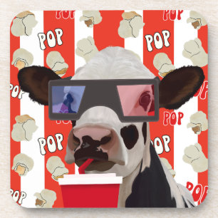 Fun Movie Night Retro Cow Coaster