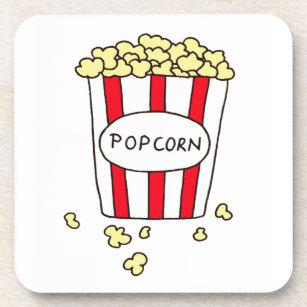 Fun Movie Theatre Popcorn in Red White Bucket Coaster