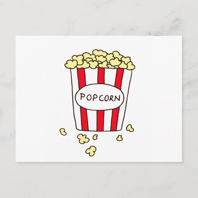 Fun Movie Theatre Popcorn in Red White Bucket Postcard (Front)