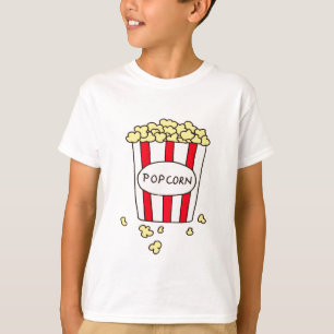 Fun Movie Theatre Popcorn in Red White Bucket T-Shirt