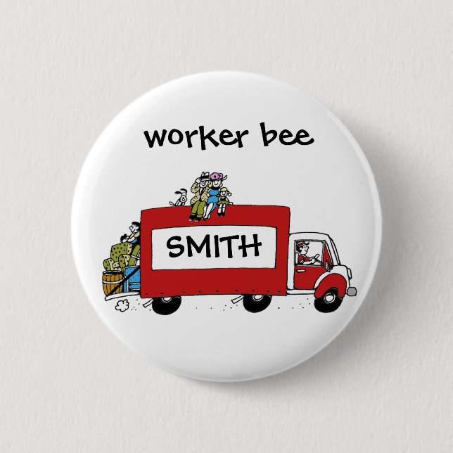 fun moving day change of address 6 cm round badge (Front)