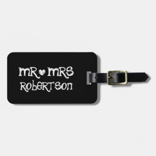 Fun Mr and Mrs black chalkboard travel luggage tag