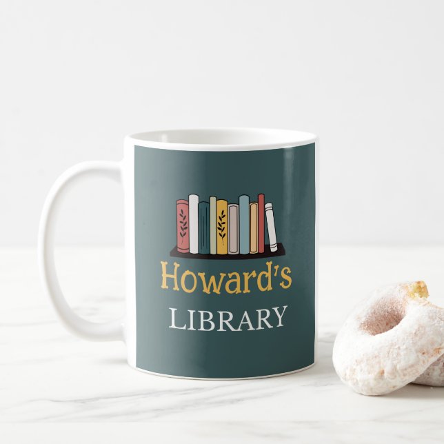 FUN! Mug - Library -  Personalised - Add Name (With Donut)