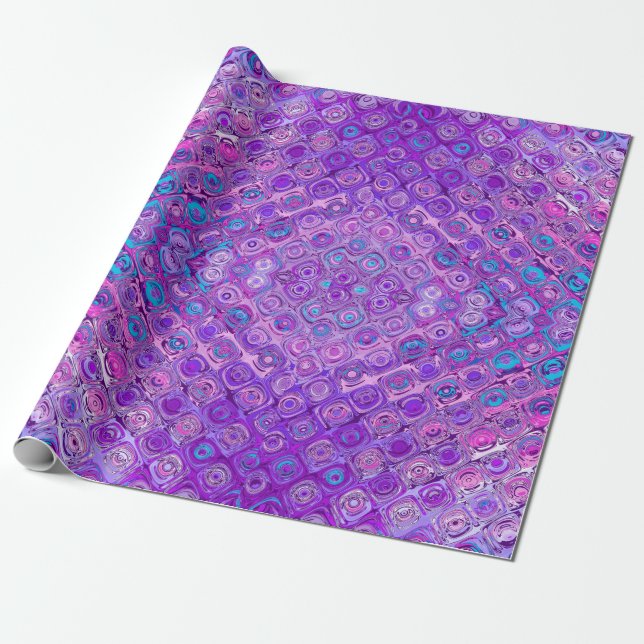 Fun Multi-Coloured Psychedelic Purple Pattern Wrapping Paper (Unrolled)