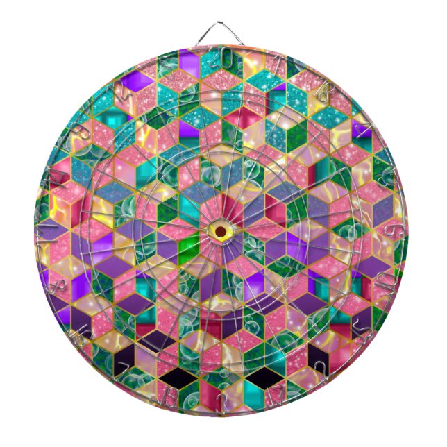 Fun Multi-Mixed Diamond-Shaped Hexagon Dartboard (Front)