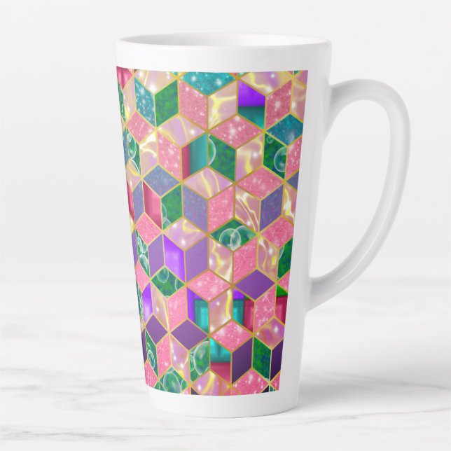 Fun Multi-Mixed Diamond-Shaped Hexagon Latte Mug (Right)